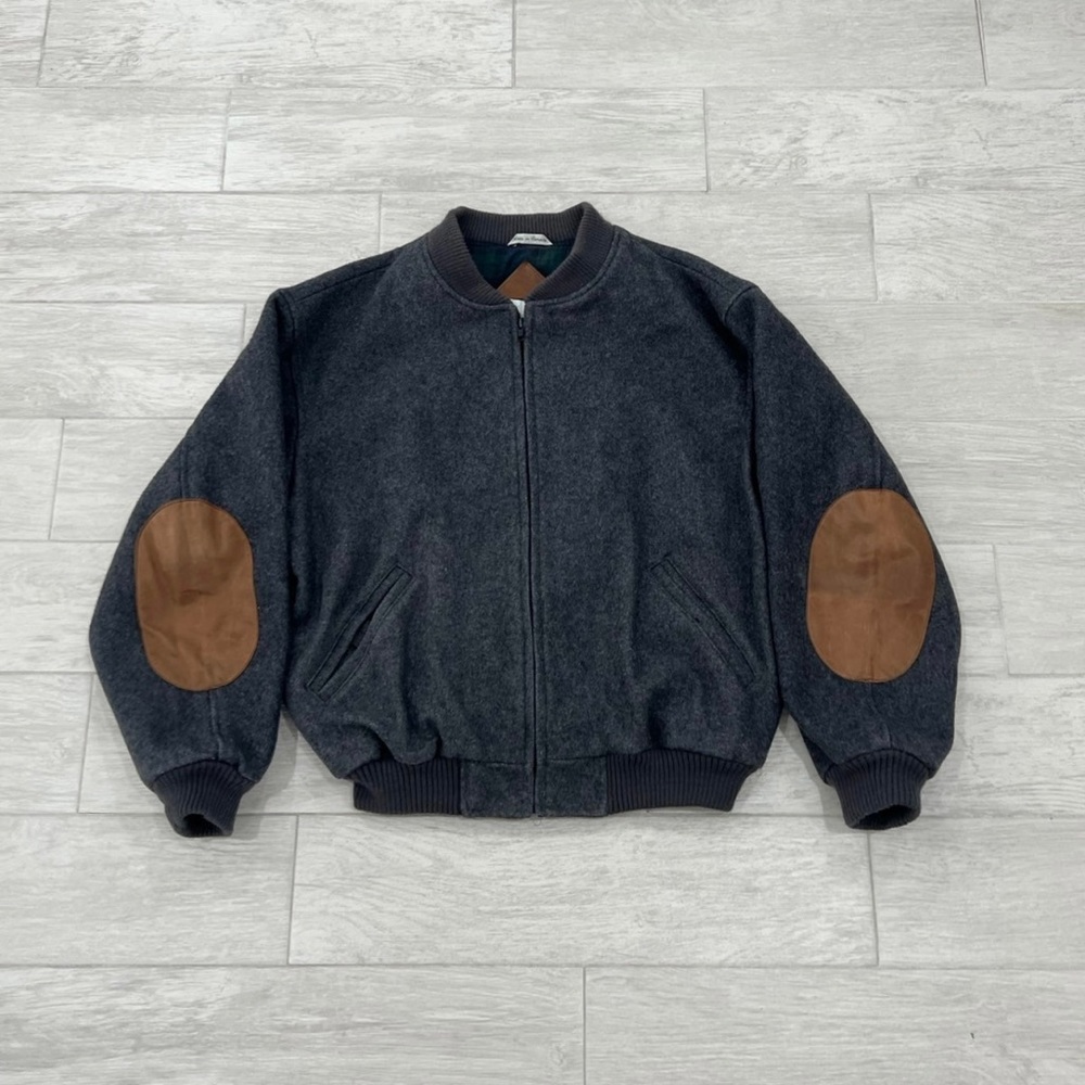 Vintage Eddie Bauer Leather Elbow Patch Bomber Jacket Men’s Size XL